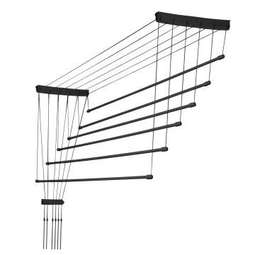 Suszarka sufitowa na pranie Torp, 6 prętów, 140 cm, czarna