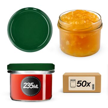 Słoiki na przetwory Tartu 235ml 50szt 82mm + wieczka zielone