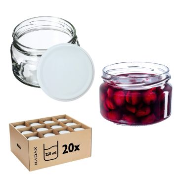 Słoiki na przetwory Denia 250ml 20szt 82mm + wieczko białe