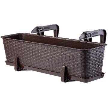 Doniczka rattanowa z podstawką Frette 60 cm + 2 uchwyty, brąz