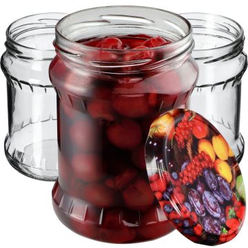 Słoiki na przetwory Kisko 500ml 24szt 82mm + wieczka "Owoce"