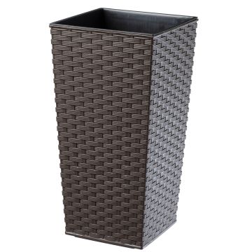 Donica z wkładem rattan Pesaro 30 cm, mokka