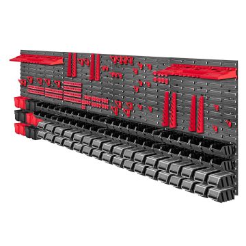 Tablica warsztatowa Lokke 194 elementy 232 x 78 cm, czarno-czerwona