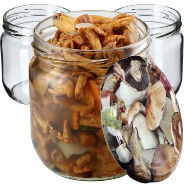 Słoiki na przetwory Salla 425ml 6szt 82mm + wieczka "Grzyby"