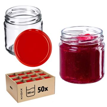 Słoiki na przetwory Lerma 200ml 50szt 66mm + wieczka czerwone