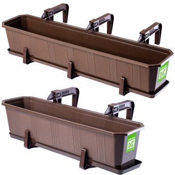 Doniczka balkonowa z uchwytami Oste 60 cm + 80 cm, brązowa