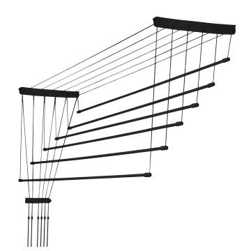 Suszarka sufitowa na pranie Torp, 6 prętów, 180 cm, czarna