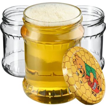 Słoiki na przetwory Kisko 500ml 24szt 82mm + wieczka "Miód"
