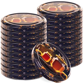 Metalowe wieczka do słoików Virbo 20szt fi 82mm miód czarny