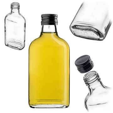 Butelka piersiówka Viane 200ml z czarną zakrętką 1 szt.