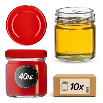 Słoiki na przetwory Halli 40ml 10szt 43mm + wieczka czerwone