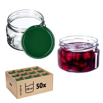 Słoiki na przetwory Denia 250ml 50szt 82mm + wieczko zielone