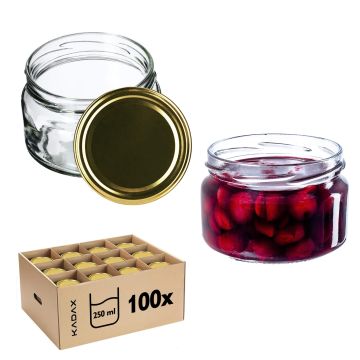 Słoiki na przetwory Denia 250ml 100szt 82mm + wieczko złote