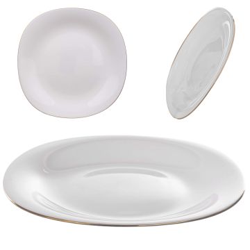 Talerz płytki Vacri 27 cm biały ze złotym rantem 1 szt.
