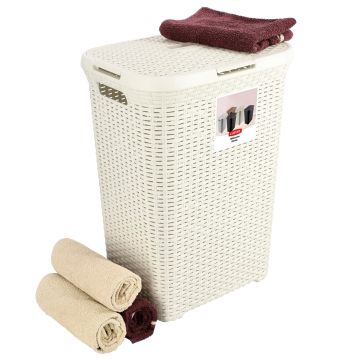 Kosz z pokrywą Curver Natural Style 60L kremowy