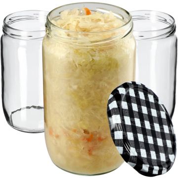 Słoiki na przetwory Niva 720ml 16szt 82mm + wieczka "Czarna Krata"