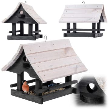 Karmnik dla ptaków Arbis domek 30 x 25 cm antracytowo-biały