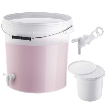 Pojemnik fermentacyjny Acerra z pokrywą i uchwytem 20L biały + kran