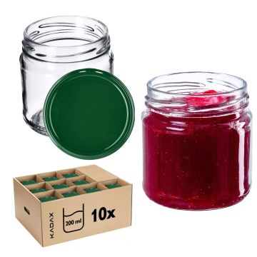 Słoiki na przetwory Lerma 200ml 10szt 66mm + wieczka zielone