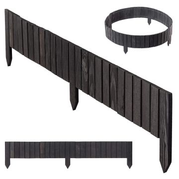 Płotek drewniany rollborder Ansjo obrzeże 115 x 15 cm antracyt