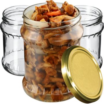 Słoiki na przetwory Kisko 500ml 16szt 82mm + wieczka złote