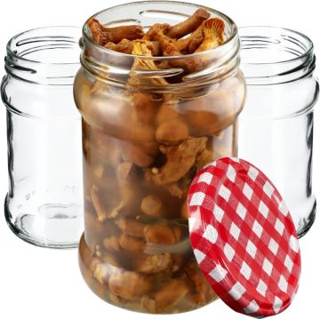 Słoiki na przetwory Seno 315ml 50szt 66mm + wieczka "Czerwona krata"