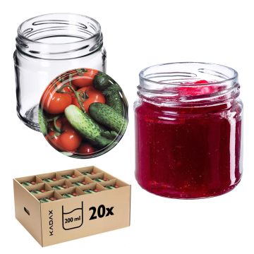 Słoiki na przetwory Lerma 200ml 20szt 66mm + wieczka "Warzywa"