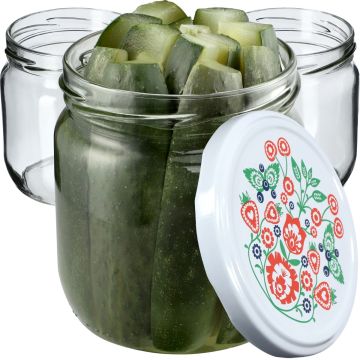 Słoiki na przetwory Salla 425ml 6szt 82mm + wieczka "Folklor"