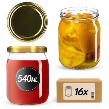 Słoiki Senna 540ml 16szt 82mm + wieczka złote