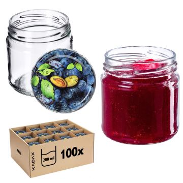Słoiki na przetwory Lerma 200ml 100szt 66mm + wieczka "Śliwki"