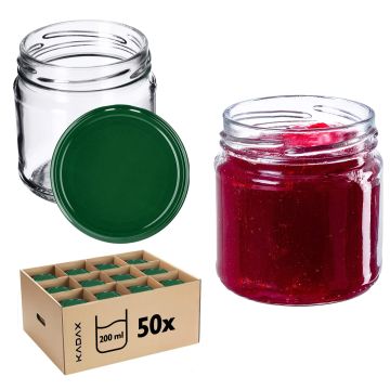 Słoiki na przetwory Lerma 200ml 50szt 66mm + wieczka zielone