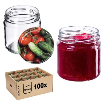 Słoiki na przetwory Lerma 200ml 100szt 66mm + wieczka "Warzywa"