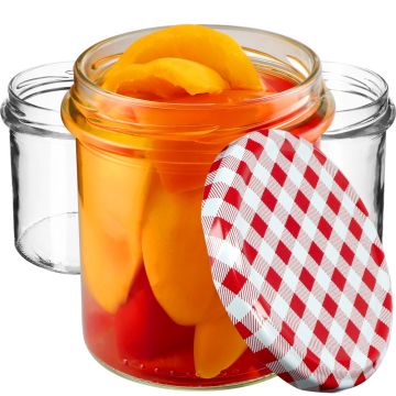 Słoiki na przetwory Avila 350ml 20szt 82mm + wieczka "Czerwona Krata"