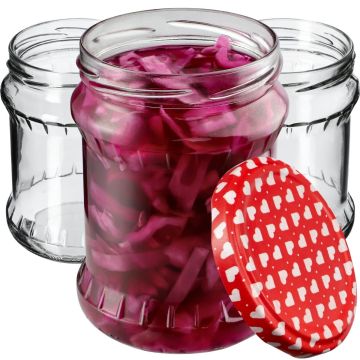 Słoiki na przetwory Kisko 500ml 48szt 82mm + wieczka "Serca"