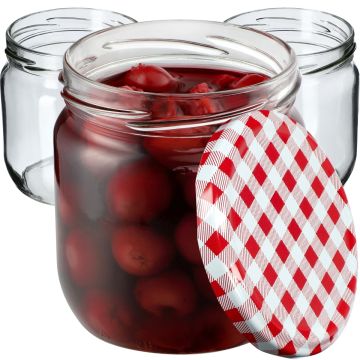 Słoiki na przetwory Salla 425ml 6szt 82mm + wieczka "Czerwona Krata"