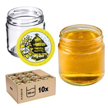 Słoiki na przetwory Lerma 200ml 10szt 66mm + wieczka "Pszczoły"
