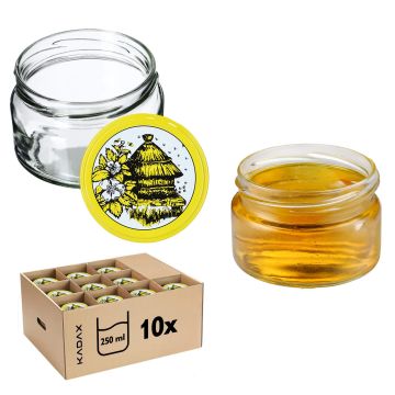 Słoiki na przetwory Denia 250ml 10szt 82mm + wieczko "Pszczoły"