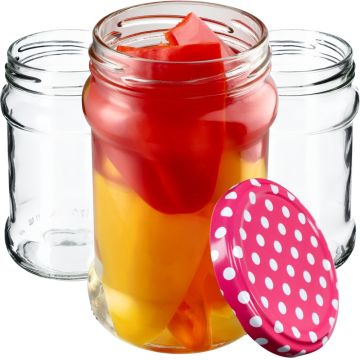 Słoiki na przetwory Seno 315ml 10szt 66mm + wieczka "Groszek różowy"