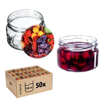 Słoiki Denia 250ml 50szt 82mm + wieczko "Owoce"