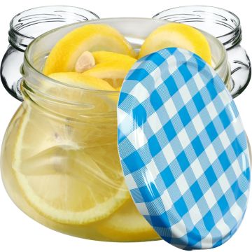 Słoiki na przetwory Raja 300ml 50szt 82mm + wieczka "Niebieska Krata"