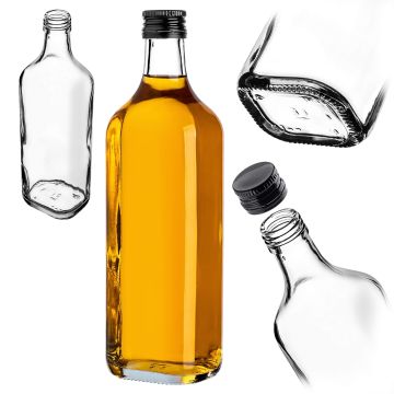 Szklana butelka na whisky Vigna 500ml z czarną zakrętką 1 szt.