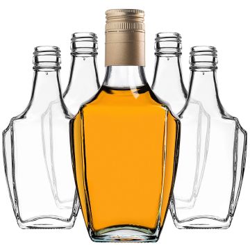 Szklana butelka na nalewkę Faenza 250ml z długą złotą zakrętką 5 szt.