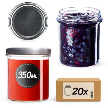 Słoiki na przetwory Avila 350ml 20szt 82mm + wieczka srebrne