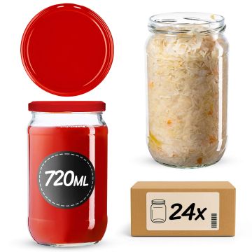 Słoiki na przetwory Niva 720ml 24szt 82mm + wieczka czerwone