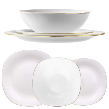 Zestaw obiadowy Cesena biały ze złotym rantem 1 komplet