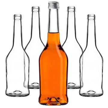 Szklana butelka na nalewkę Loiret 500ml z srebrną zakrętką 5 szt.
