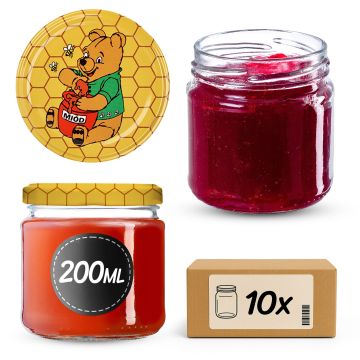 Słoiki na przetwory Lerma 200ml 10szt 66mm +  wieczka "Miód"
