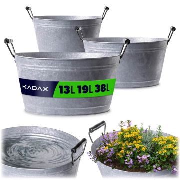 Zestaw stalowych misek ogrodowych Saix 38L + 19L + 13L