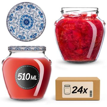 Słoiki na przetwory Sassa 580ml 24szt 82mm + wieczka "Porcelana"