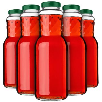 Szklane butelki na sok Sorga 1L + zakrętki fi53 zielone 20 szt.